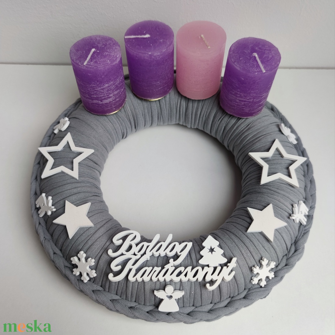 Adventi koszorú - horgolt alapon - karácsony - adventi díszek - adventi koszorú - Meska.hu