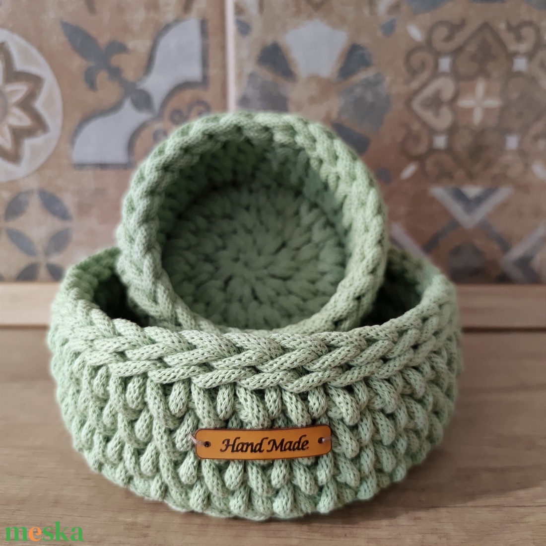 Matcha-zöld kosár szett - otthon & életmód - tárolás & rendszerezés - tárolókosár - Meska.hu Matcha-zöld kosár szett - otthon & életmód - tárolás & rendszerezés - tárolókosár - Meska.hu