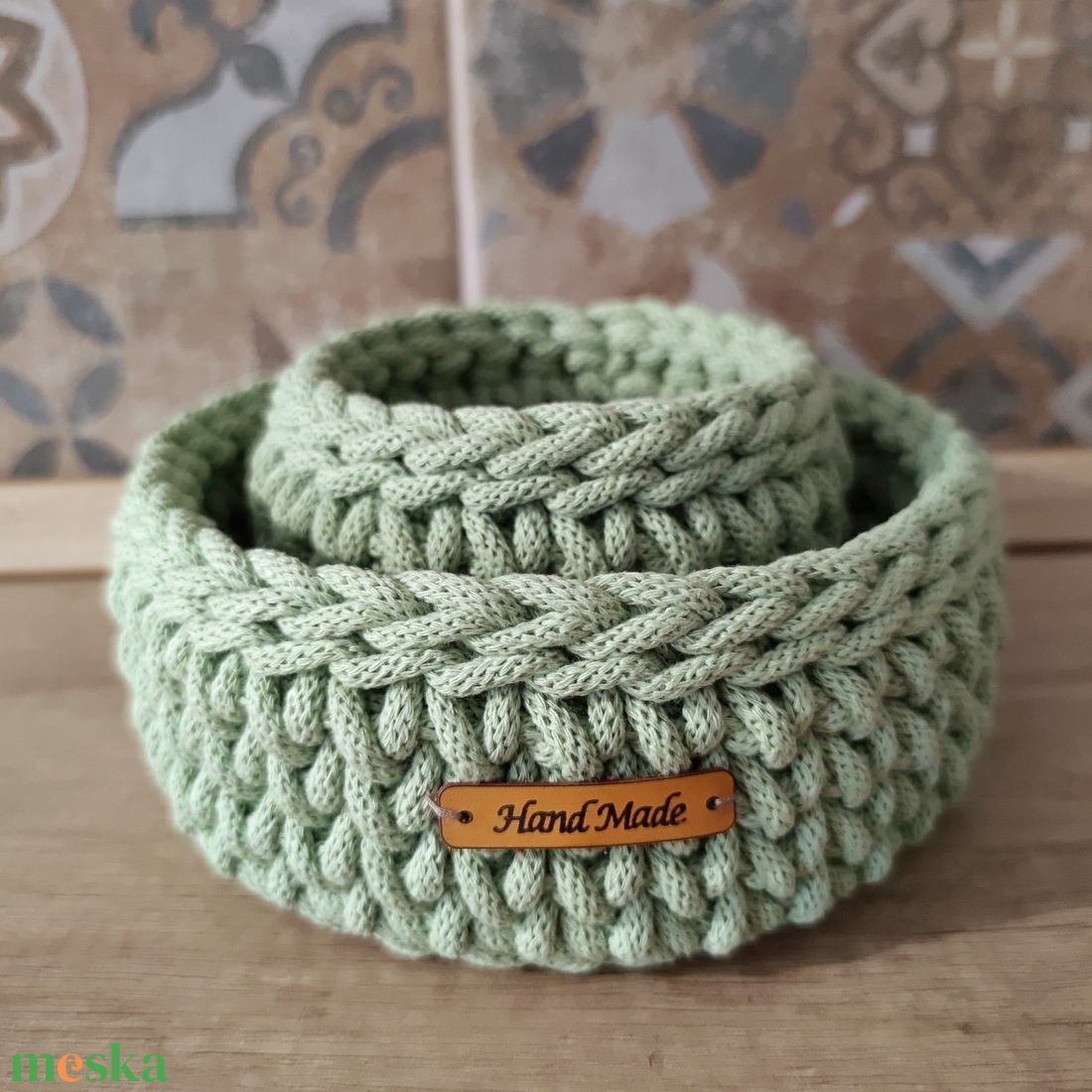 Matcha-zöld kosár szett - otthon & életmód - tárolás & rendszerezés - tárolókosár - Meska.hu Matcha-zöld kosár szett - otthon & életmód - tárolás & rendszerezés - tárolókosár - Meska.hu
