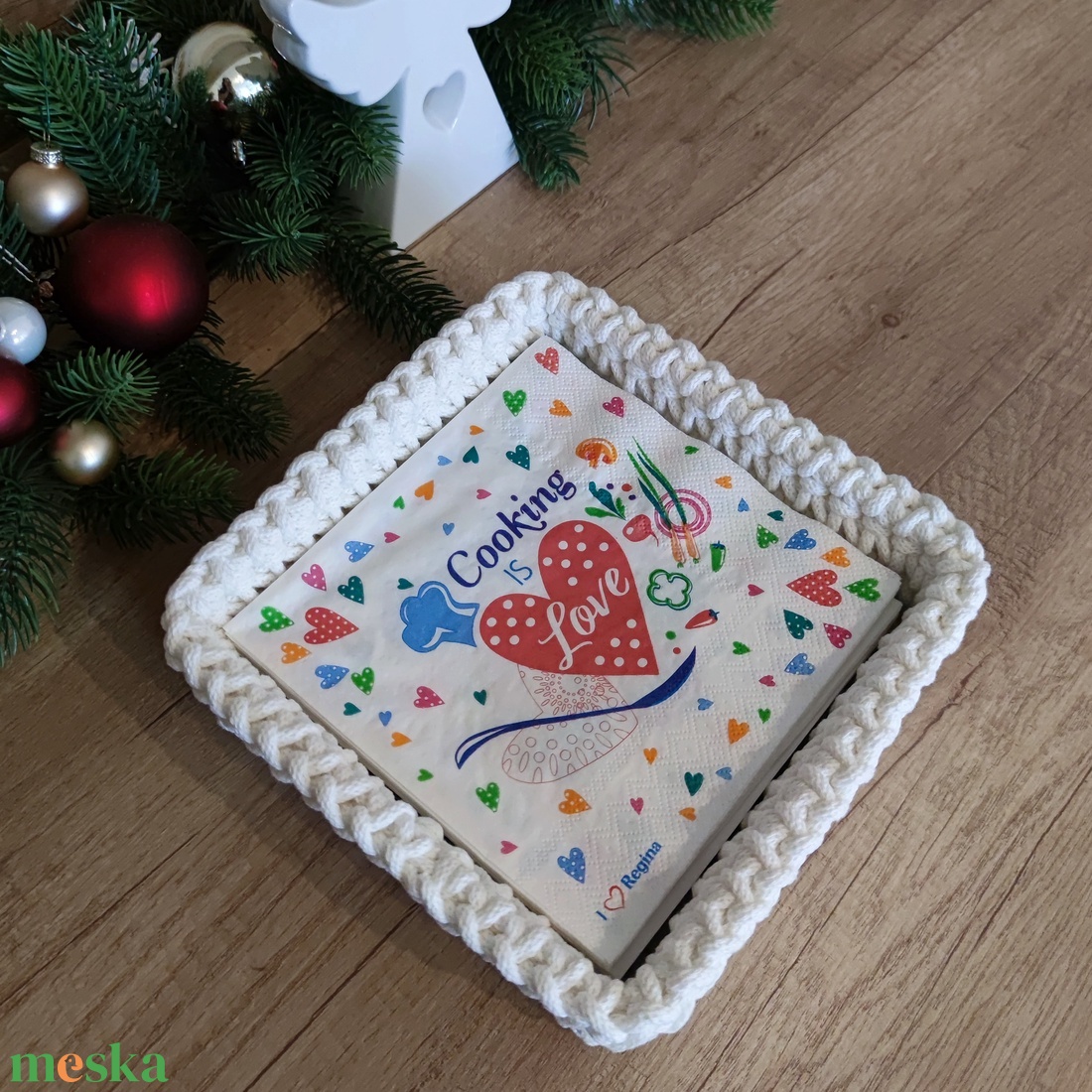 Ekrü szögletes tároló, szalvétatartó - otthon & életmód - konyhafelszerelés, tálalás - tálalás - szalvétatartó, szalvétagyűrű - Meska.hu