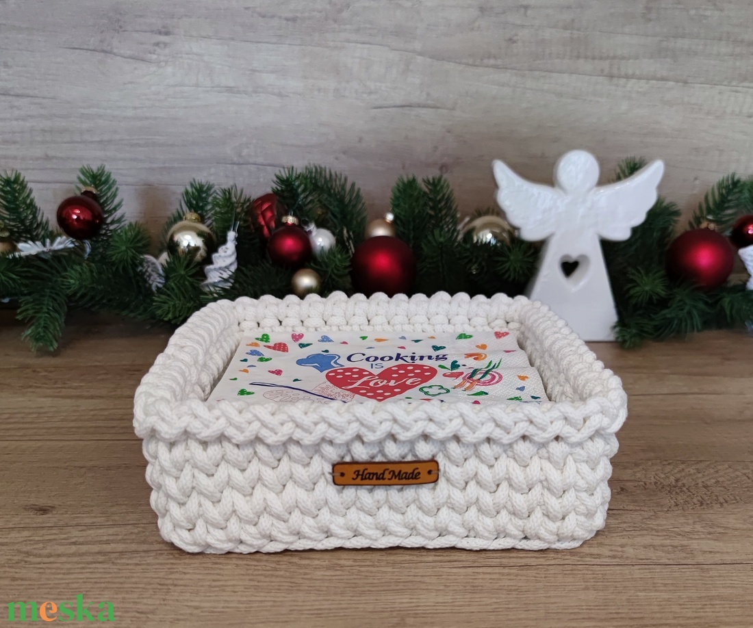 Ekrü szögletes tároló, szalvétatartó - otthon & életmód - konyhafelszerelés, tálalás - tálalás - szalvétatartó, szalvétagyűrű - Meska.hu