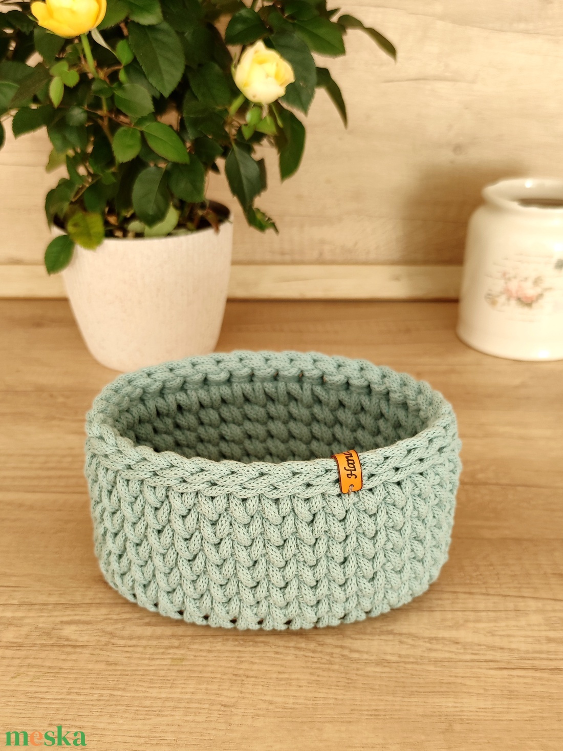 Horgolt ovális - duck egg blue - otthon & életmód - konyhafelszerelés, tálalás - konyhai tárolás - fűszertartó - Meska.hu