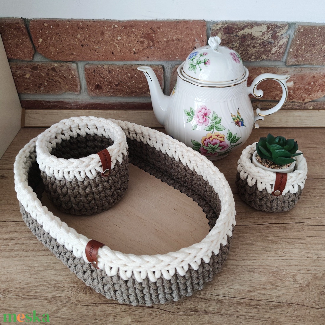 Horgolt habos kávé - otthon & életmód - konyhafelszerelés, tálalás - tálalás - tálca - Meska.hu