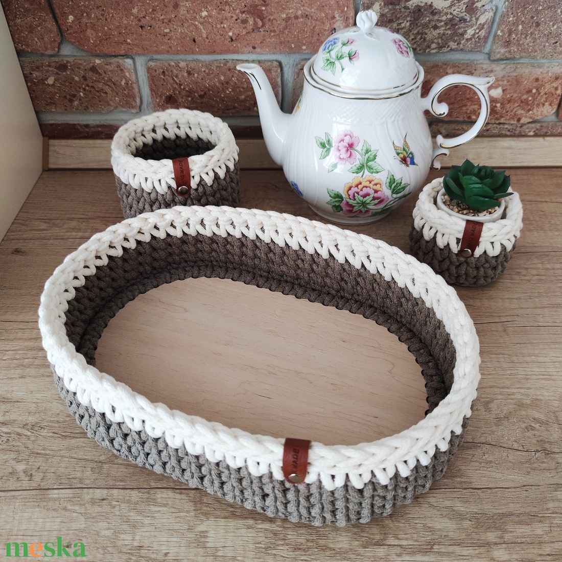 Horgolt habos kávé - otthon & életmód - konyhafelszerelés, tálalás - tálalás - tálca - Meska.hu