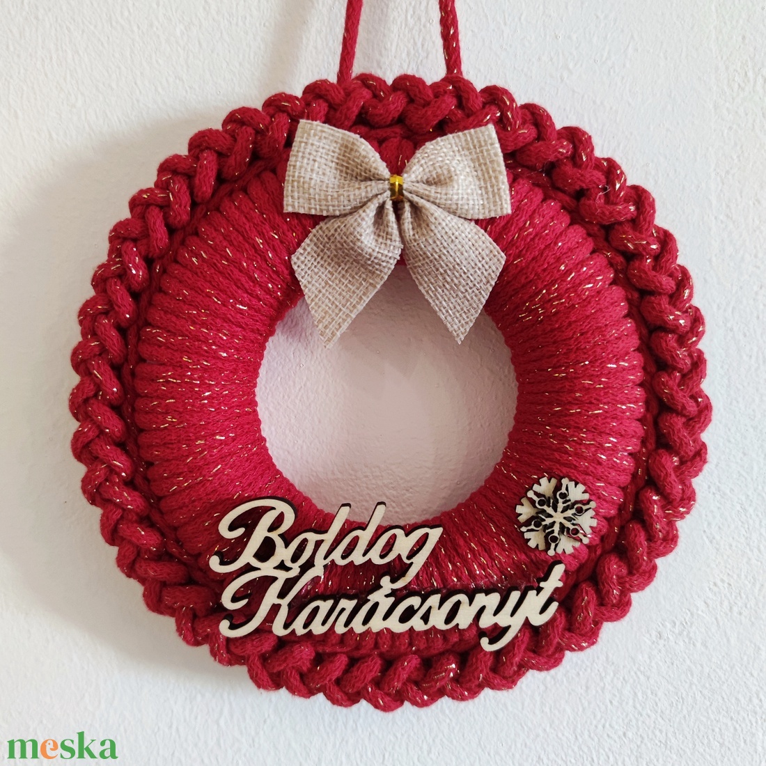 Adventi ajtódísz - piros (19 cm) - karácsony - adventi díszek - adventi ajtódísz - Meska.hu