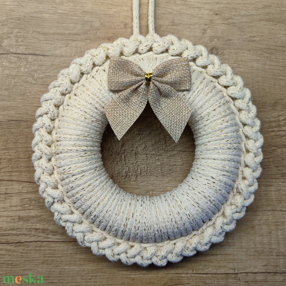 Adventi ajtódísz - ekrü (19 cm) - karácsony - adventi díszek - adventi ajtódísz - Meska.hu