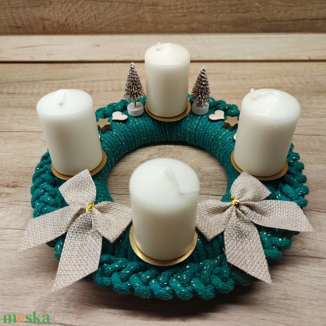 Adventi koszorú - horgolt alapon - karácsony - adventi díszek - adventi koszorú - Meska.hu