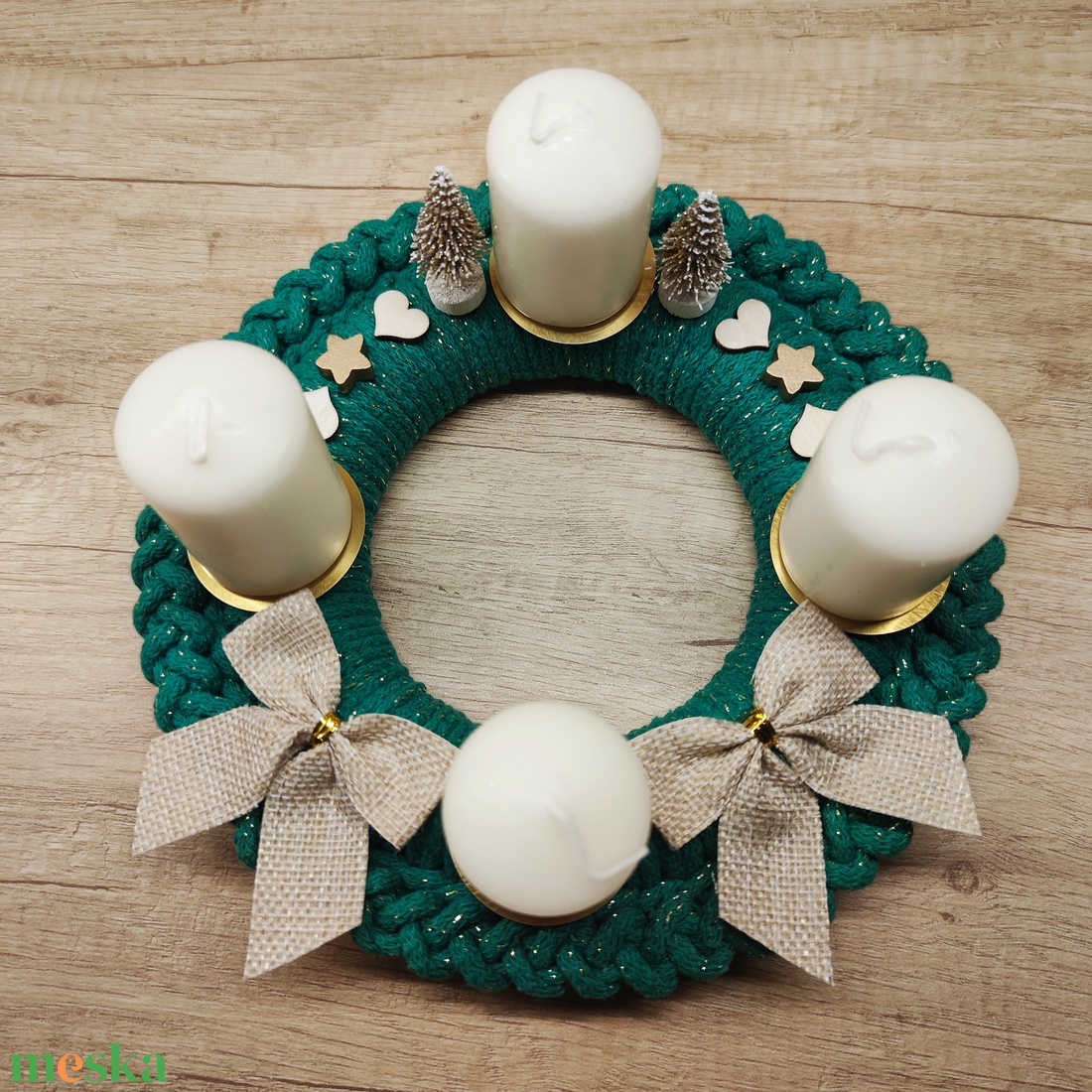 Adventi koszorú - horgolt alapon - karácsony - adventi díszek - adventi koszorú - Meska.hu