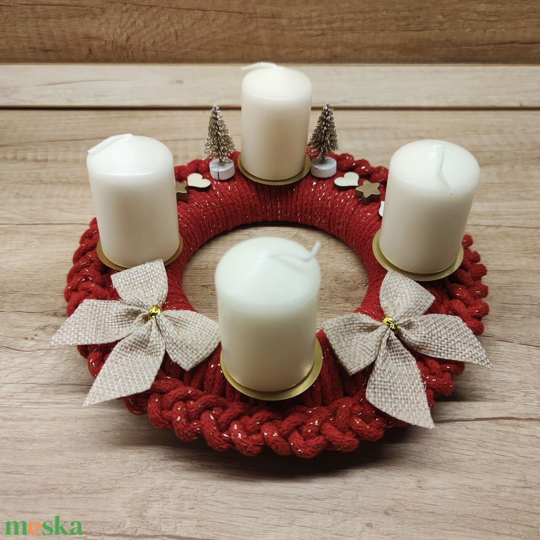 Adventi koszorú - horgolt alapon - karácsony - adventi díszek - adventi koszorú - Meska.hu