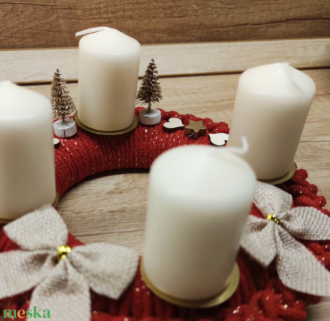 Adventi koszorú - horgolt alapon - karácsony - adventi díszek - adventi koszorú - Meska.hu