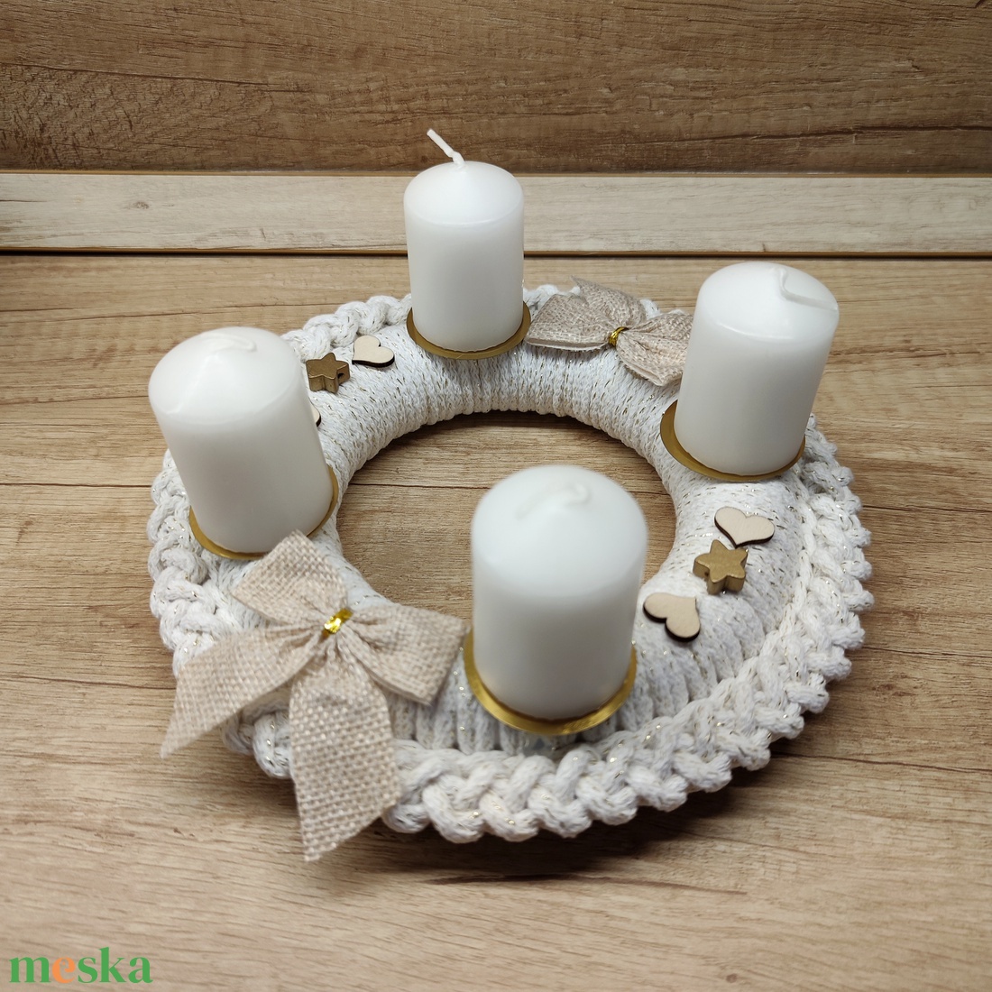 Adventi koszorú - horgolt alapon - karácsony - adventi díszek - adventi koszorú - Meska.hu