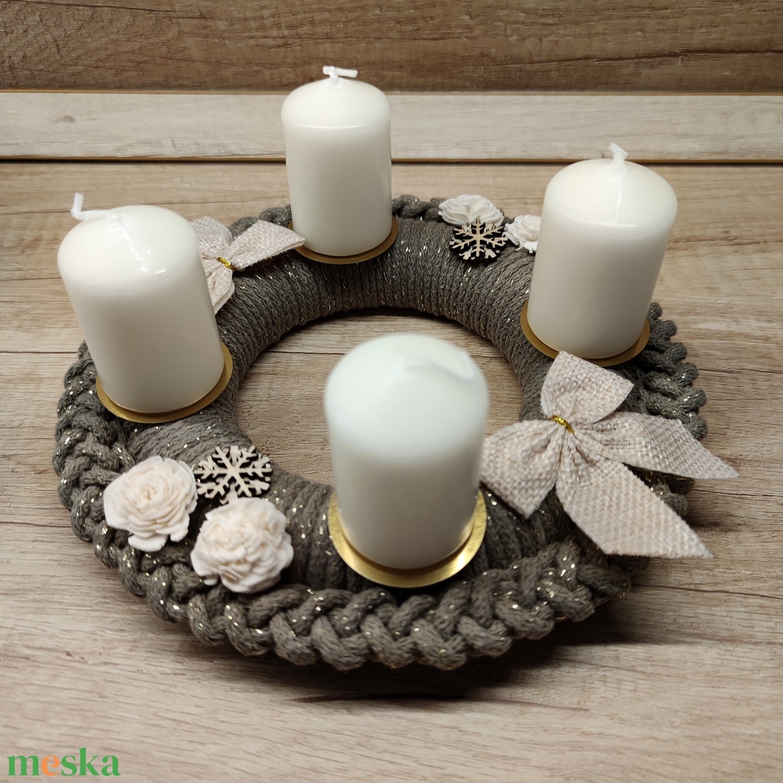 Adventi koszorú - horgolt alapon - karácsony - adventi díszek - adventi koszorú - Meska.hu