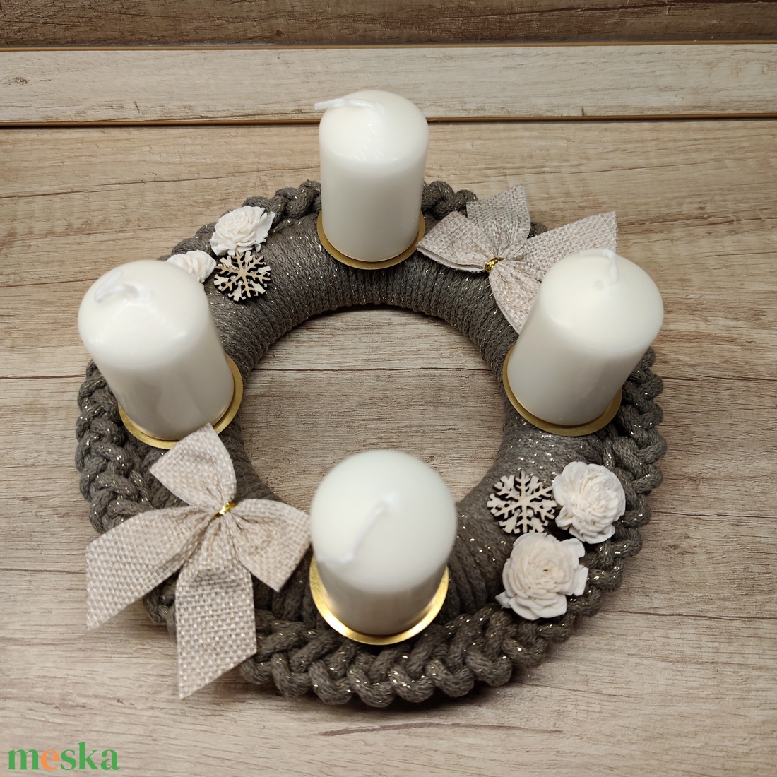 Adventi koszorú - horgolt alapon - karácsony - adventi díszek - adventi koszorú - Meska.hu