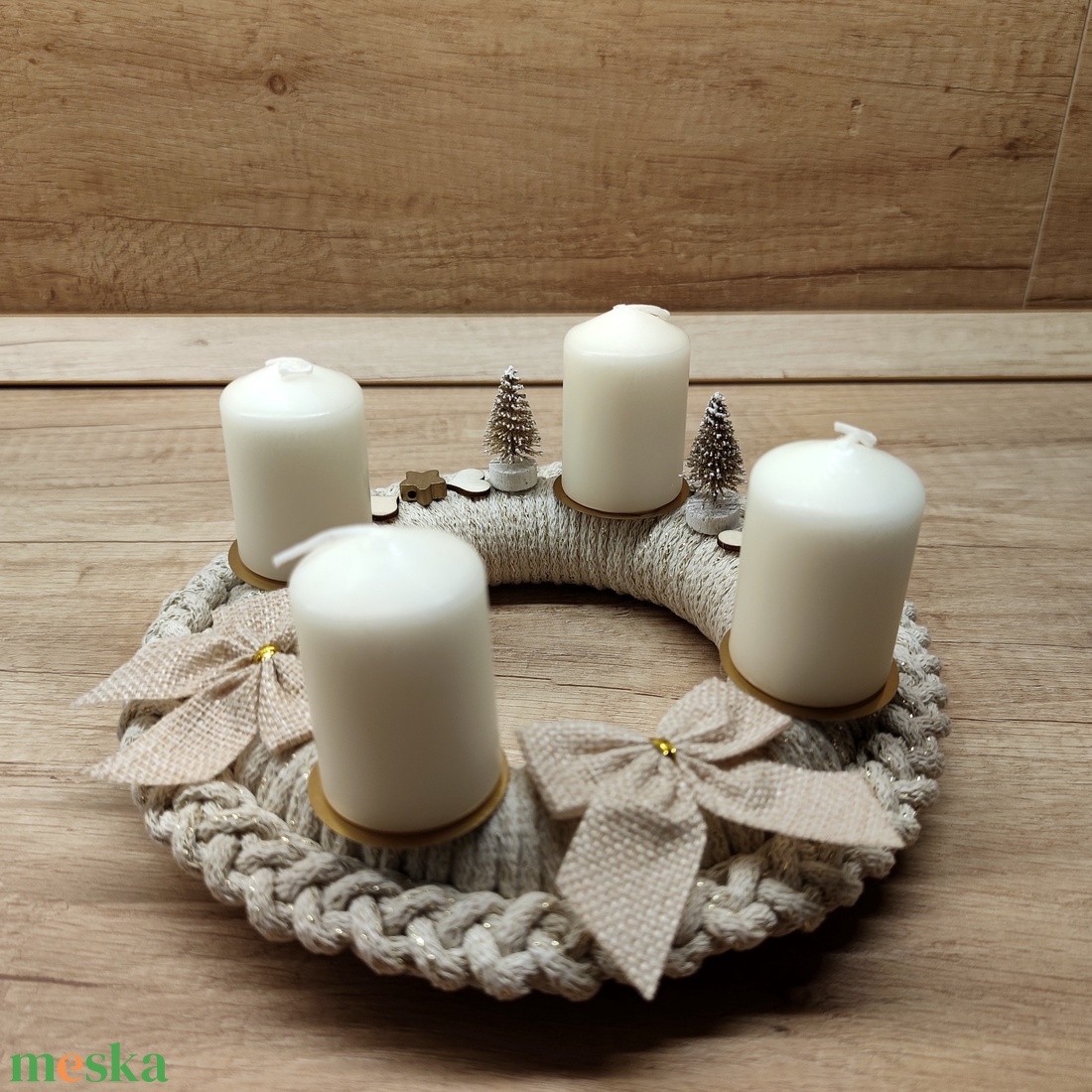 Adventi koszorú - horgolt alapon - karácsony - adventi díszek - adventi koszorú - Meska.hu