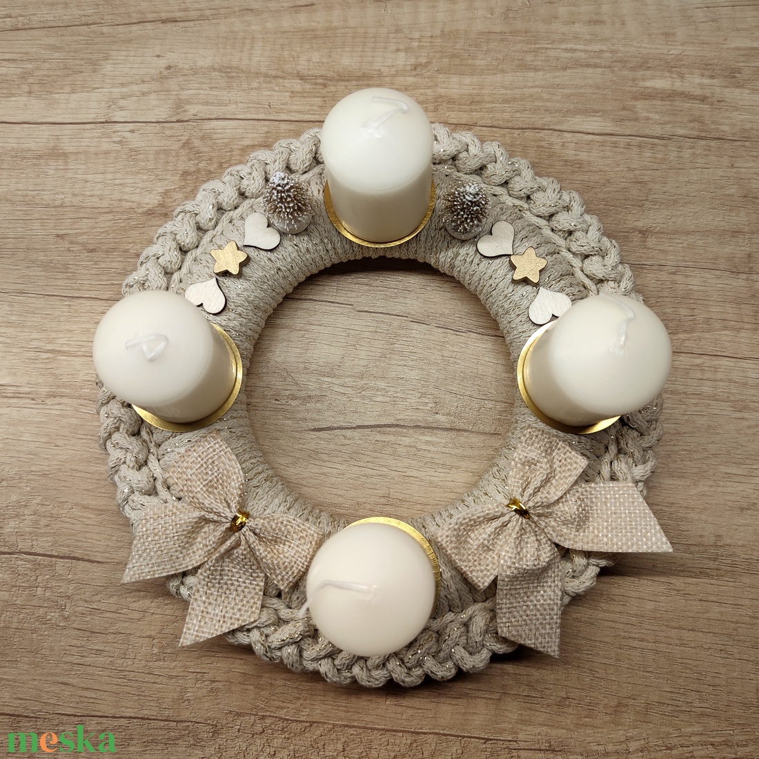 Adventi koszorú - horgolt alapon - karácsony - adventi díszek - adventi koszorú - Meska.hu