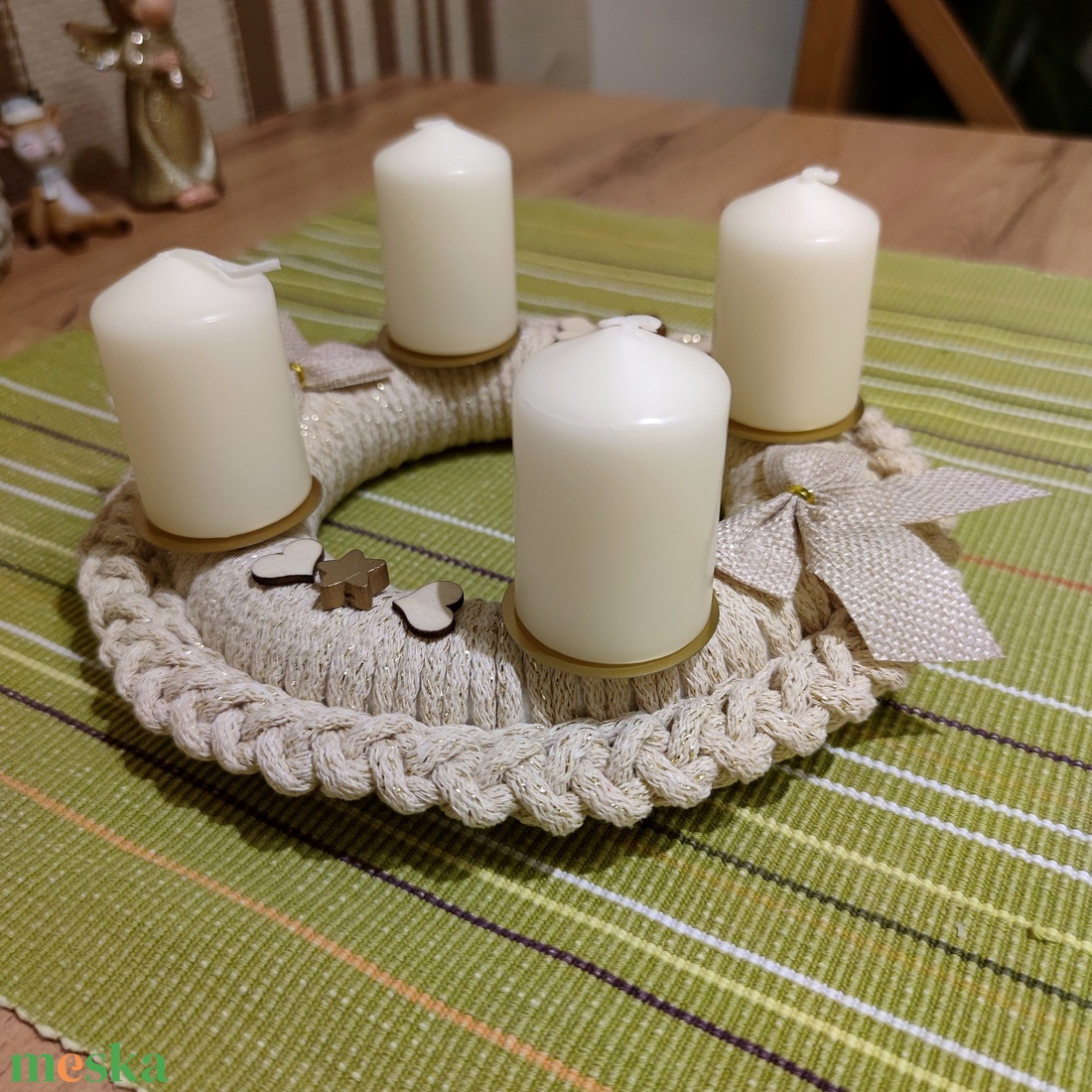 Adventi koszorú - horgolt alapon - karácsony - adventi díszek - adventi koszorú - Meska.hu