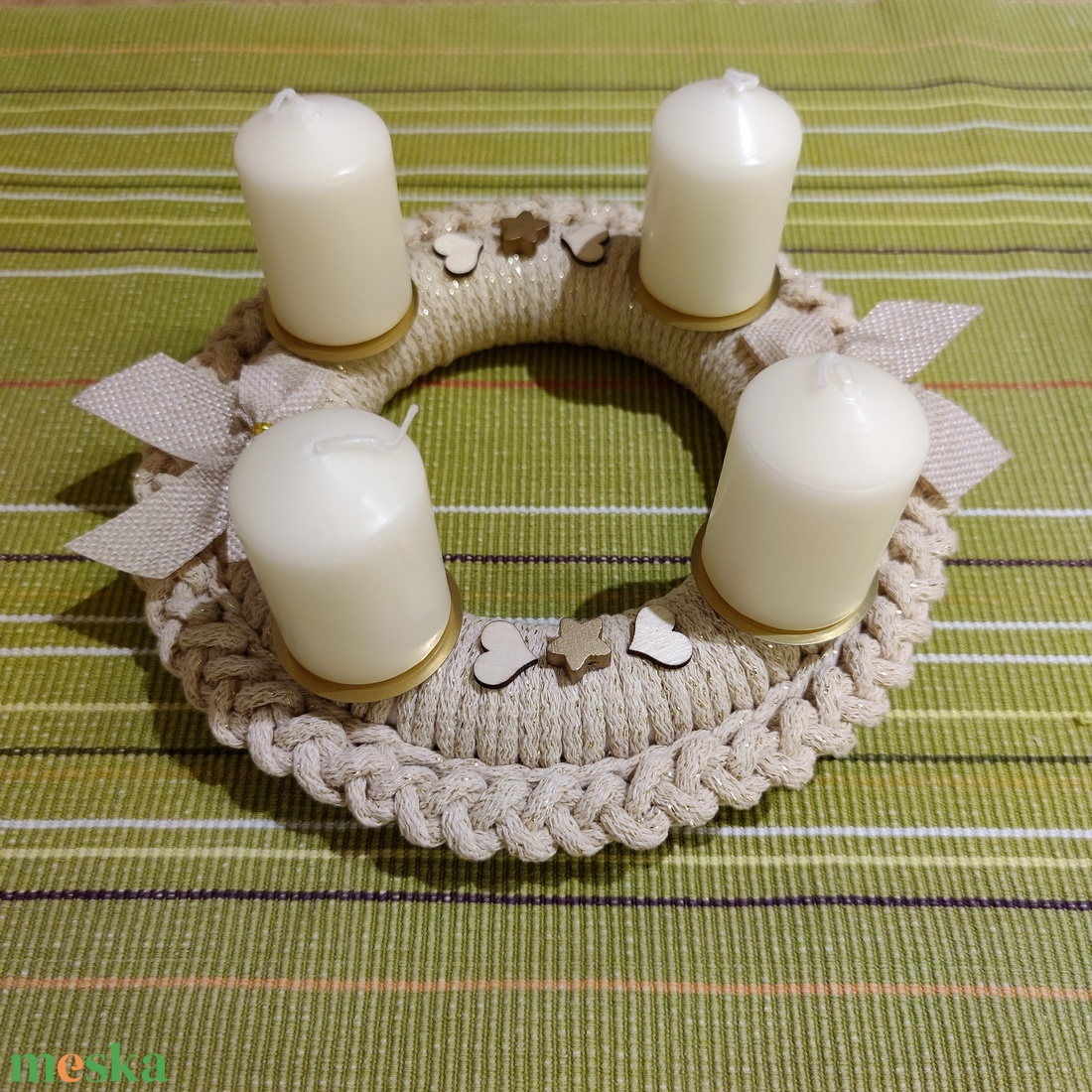 Adventi koszorú - horgolt alapon - karácsony - adventi díszek - adventi koszorú - Meska.hu