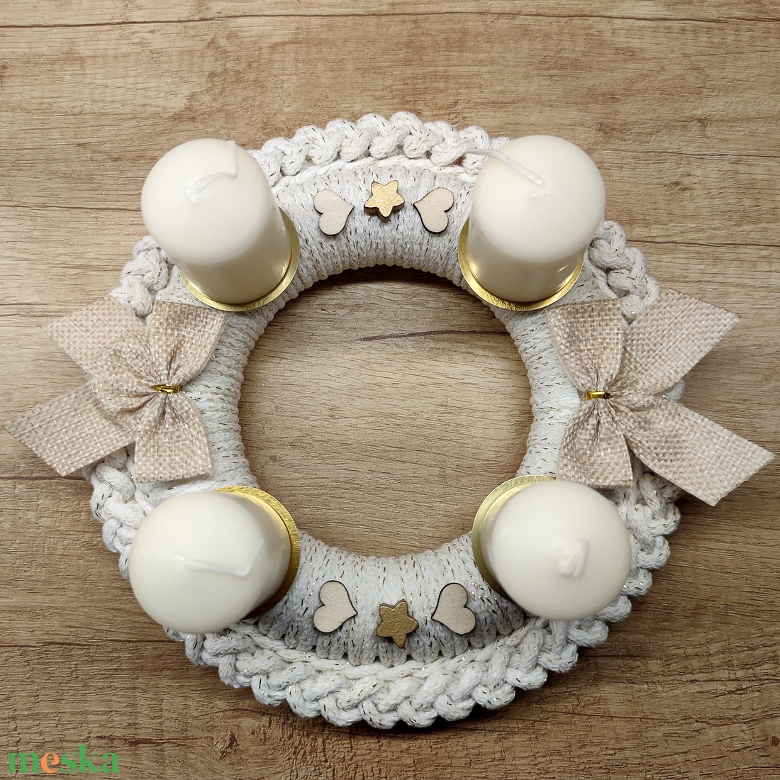 Adventi koszorú - horgolt alapon - karácsony - adventi díszek - adventi koszorú - Meska.hu