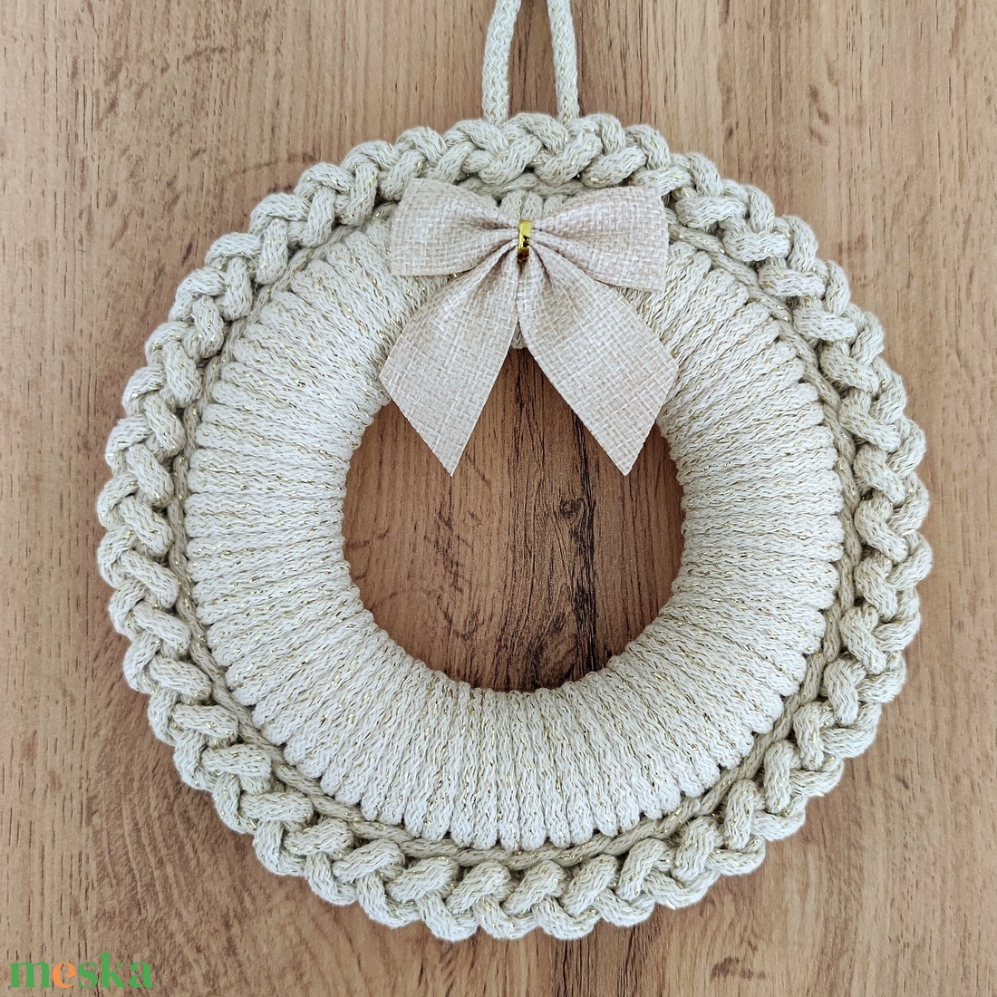 Adventi ajtódísz - világos bézs (19 cm) - karácsony - adventi díszek - adventi ajtódísz - Meska.hu