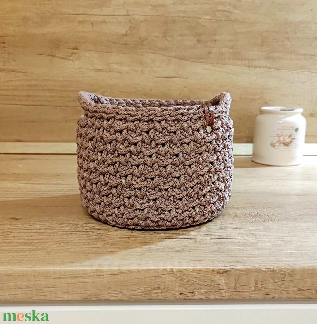 Horgolt füles kosár - Mauve - otthon & életmód - tárolás & rendszerezés - tárolókosár - Meska.hu
