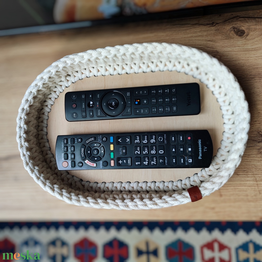 Ekrü - horgolt ovális tálca - otthon & életmód - konyhafelszerelés, tálalás - tálalás - tálca - Meska.hu