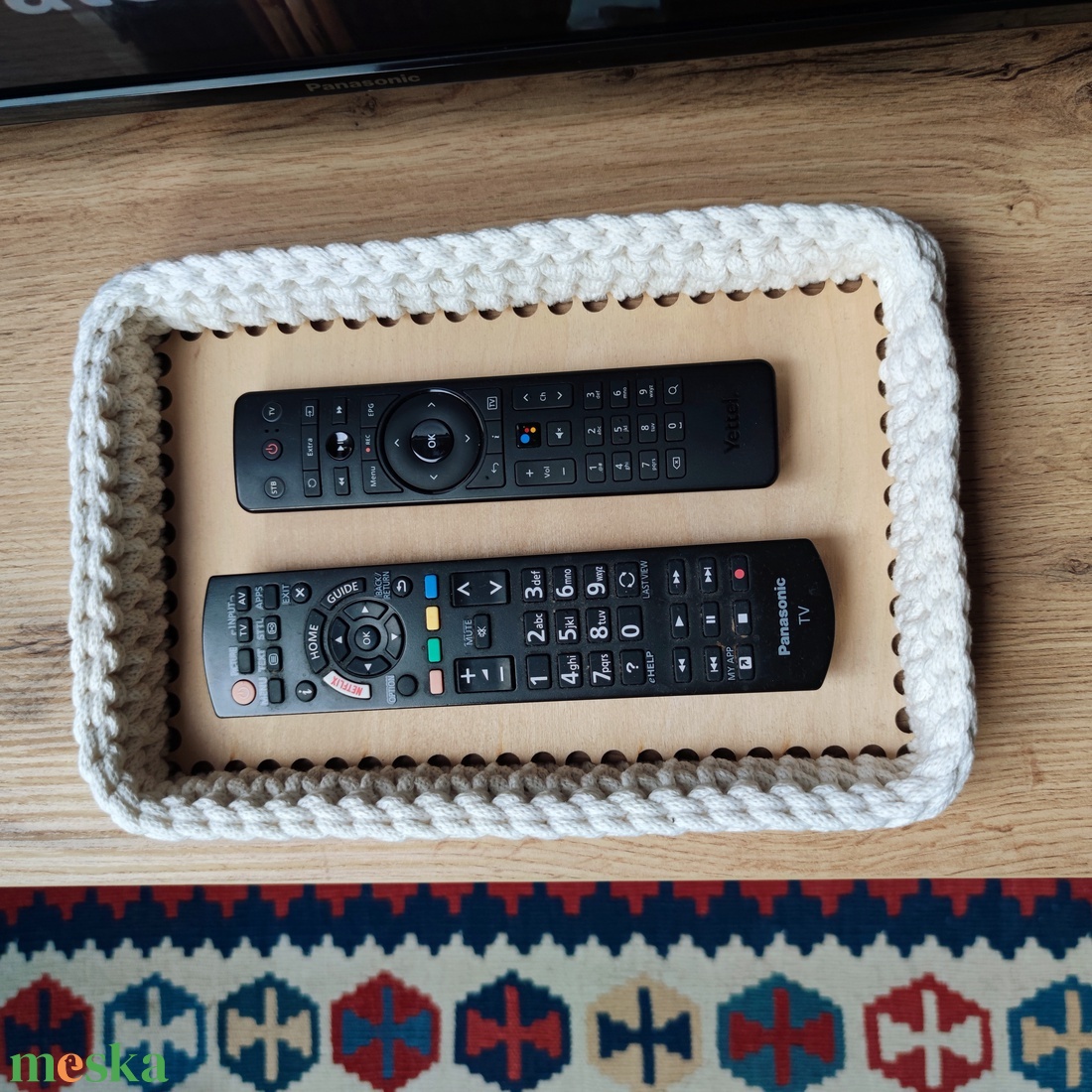 Ekrü - horgolt szögletes tálca - otthon & életmód - konyhafelszerelés, tálalás - tálalás - tálca - Meska.hu