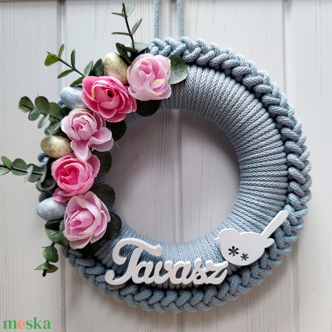 Tavaszi, húsvéti ajtódísz (22 cm átmérő) - otthon & életmód - dekoráció - ajtó- és ablak dekoráció - ajtódísz & kopogtató - Meska.hu