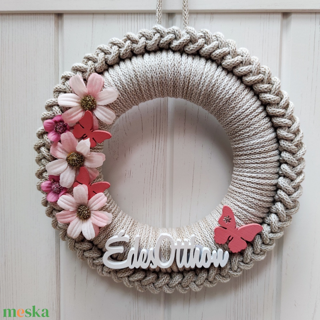 Tavaszi, nyári ajtódísz (21,5 cm átmérő) - otthon & életmód - dekoráció - ajtó- és ablak dekoráció - ajtódísz & kopogtató - Meska.hu