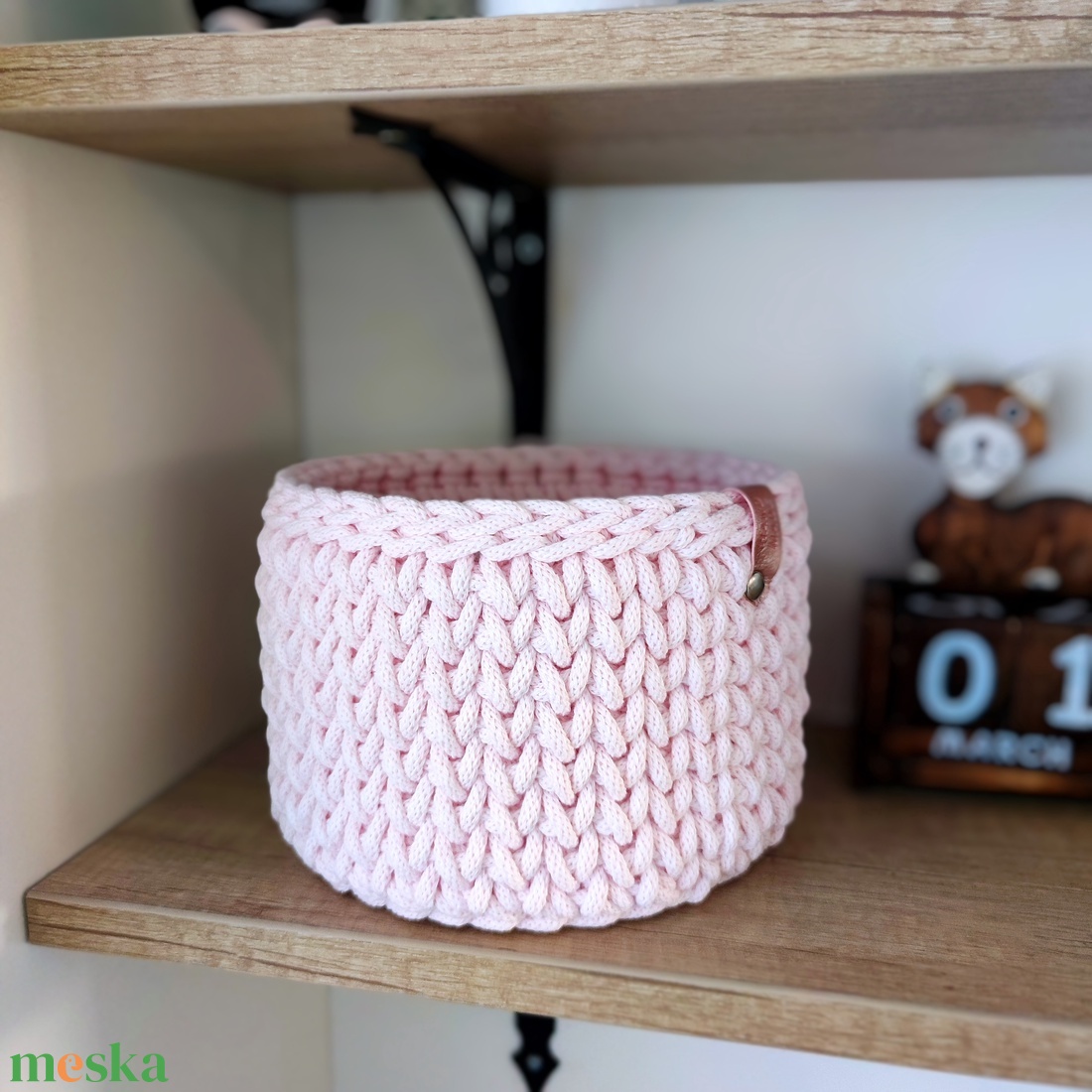 Horgolt kosár - Rózsaszín  - otthon & életmód - tárolás & rendszerezés - tárolókosár - Meska.hu