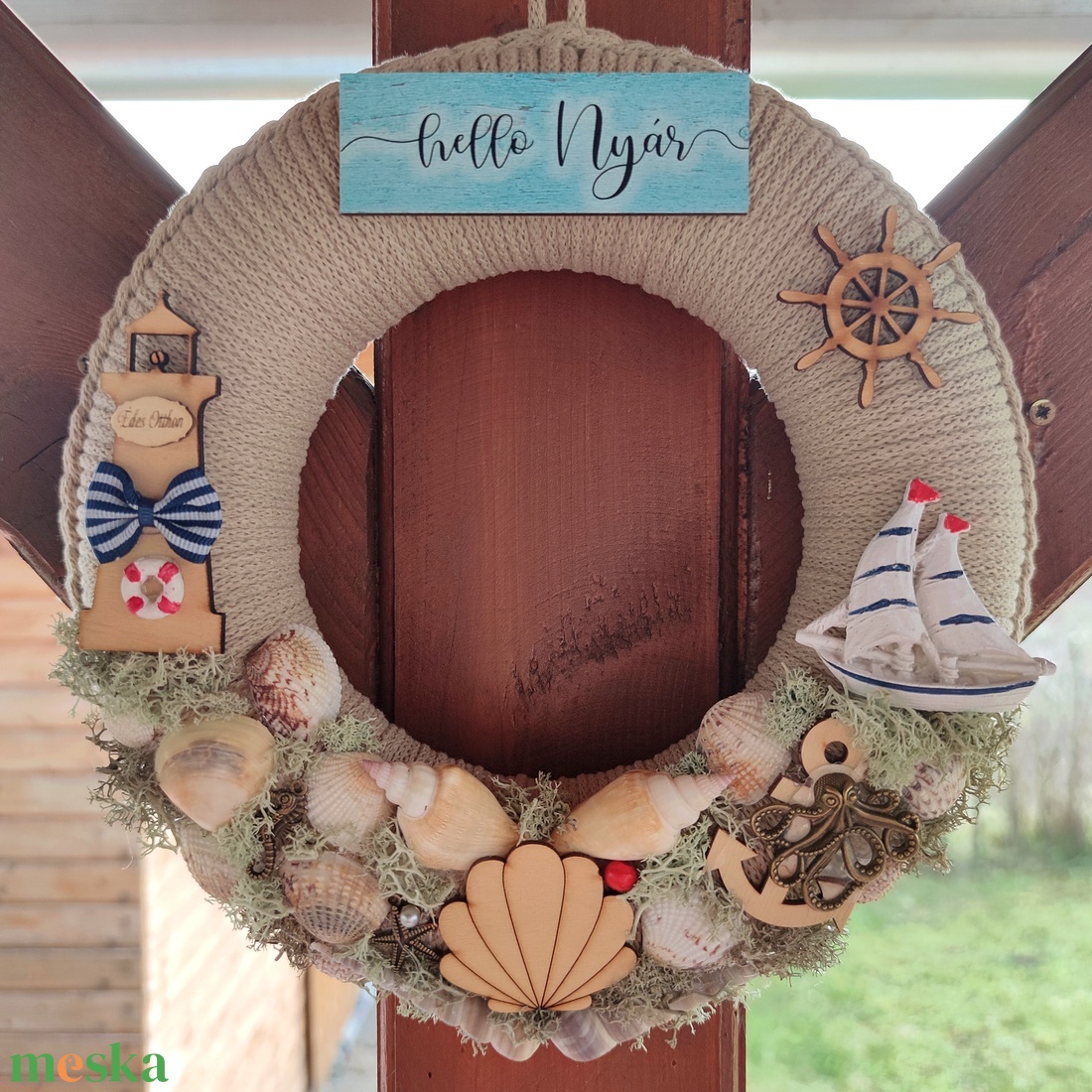 Tenger - ajtódísz (27 cm átmérő) - otthon & életmód - dekoráció - ajtó- és ablak dekoráció - ajtódísz & kopogtató - Meska.hu