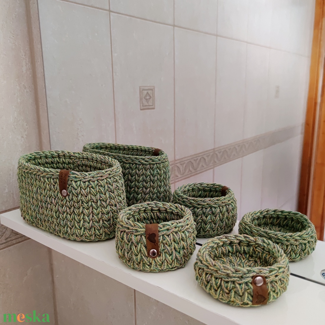 Tároló szett - Fürdőszoba tükör polcra vagy kis helyre - otthon & életmód - tárolás & rendszerezés - tárolókosár - Meska.hu