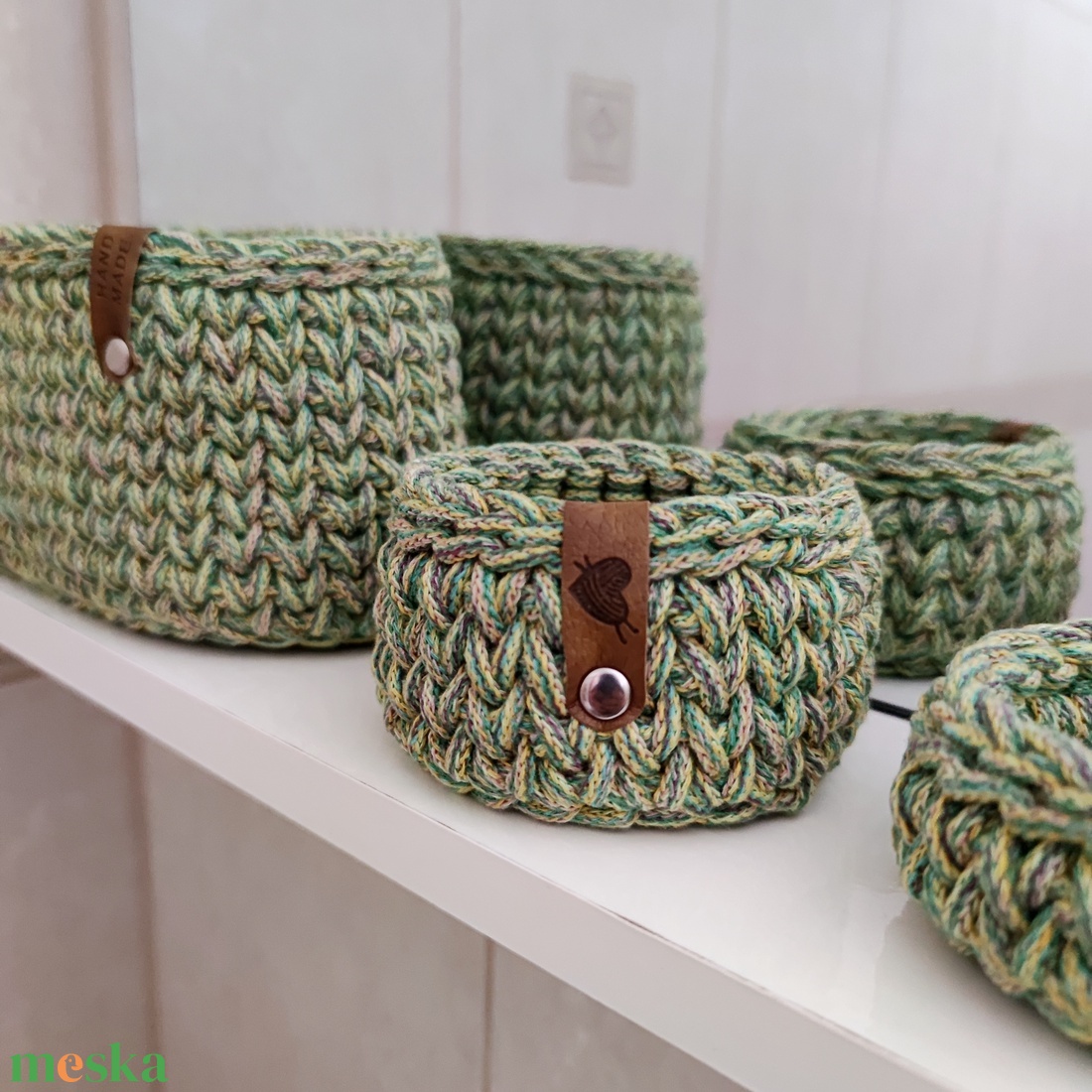 Tároló szett - Fürdőszoba tükör polcra vagy kis helyre - otthon & életmód - tárolás & rendszerezés - tárolókosár - Meska.hu