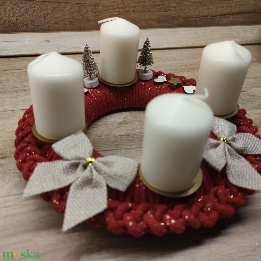 Adventi koszorú - horgolt alapon - karácsony - adventi díszek - adventi koszorú - Meska.hu