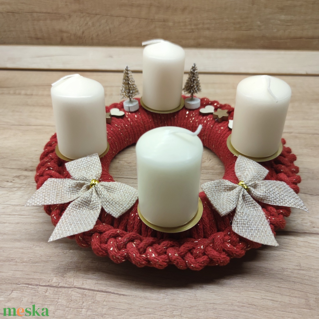 Adventi koszorú - horgolt alapon - karácsony - adventi díszek - adventi koszorú - Meska.hu