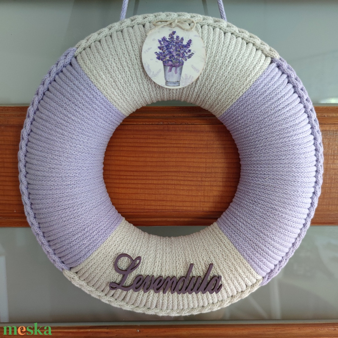 Levendula - ajtódísz (26 cm átmérő) - otthon & életmód - dekoráció - ajtó- és ablak dekoráció - ajtódísz & kopogtató - Meska.hu