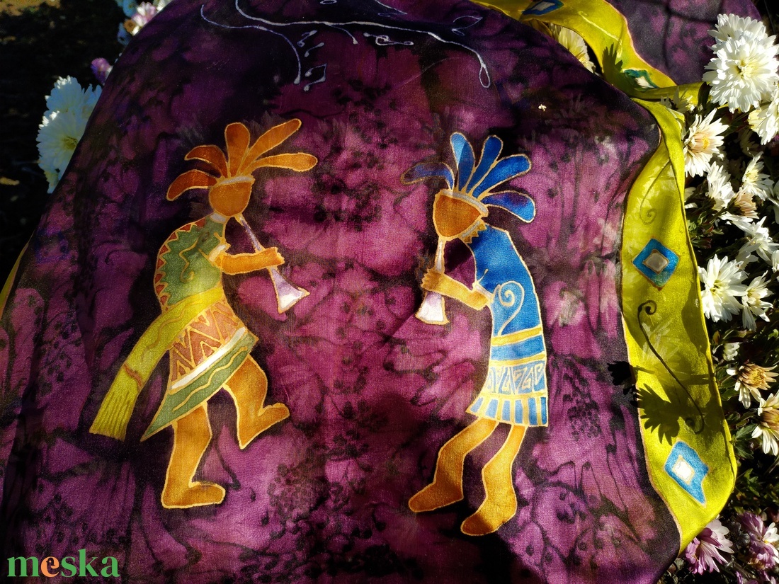 Kokopelli selyemsál - ruha & divat - sál, sapka, kendő - sál - Meska.hu Kokopelli selyemsál - ruha & divat - sál, sapka, kendő - sál - Meska.hu
