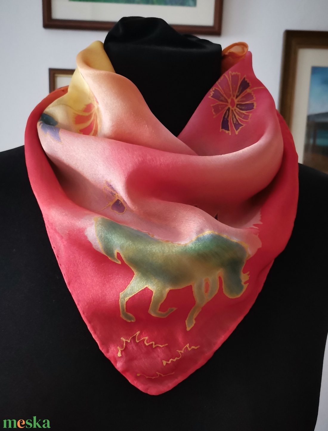 Lovas selyemsál - ruha & divat - sál, sapka, kendő - kendő - Meska.hu