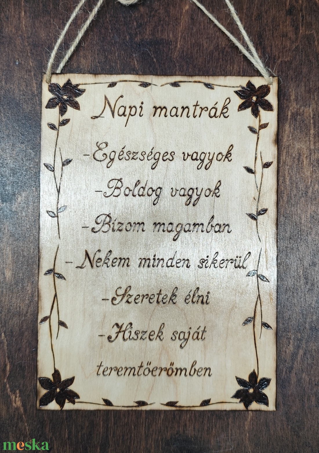 Mantra tábla- Napi mantra - otthon & életmód - dekoráció - kép & falikép - fából készült kép - Meska.hu