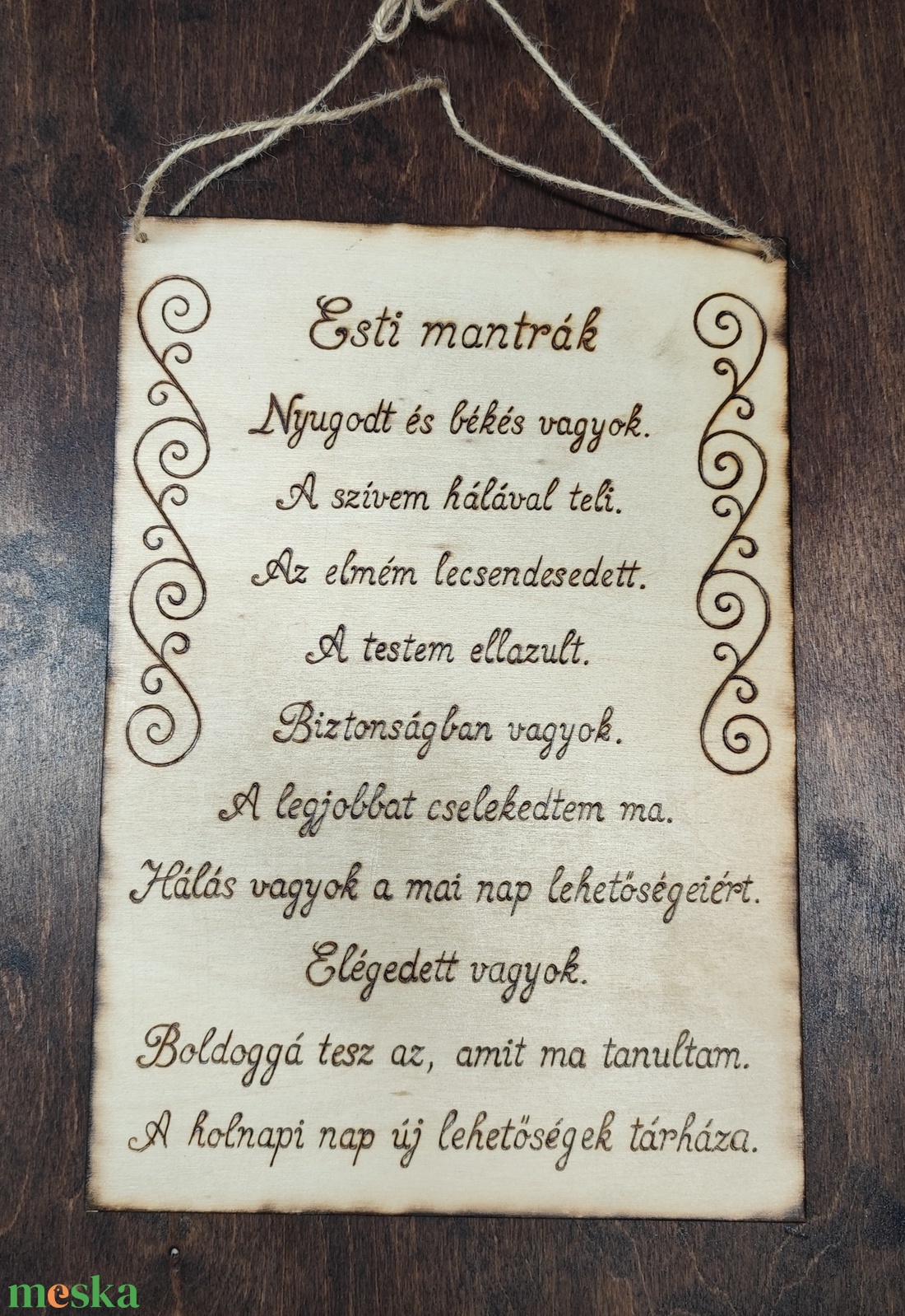 Mantra tábla- Esti mantra - otthon & életmód - dekoráció - kép & falikép - fából készült kép - Meska.hu
