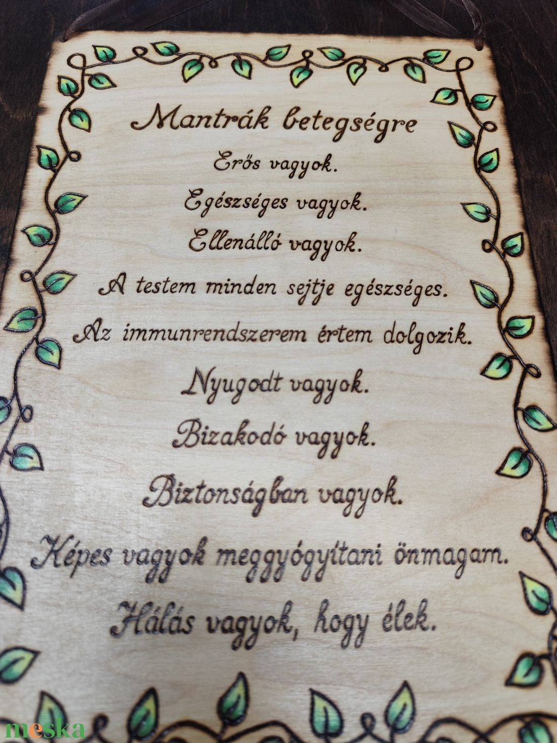Mantra tábla- Betegségre - otthon & életmód - dekoráció - kép & falikép - fából készült kép - Meska.hu