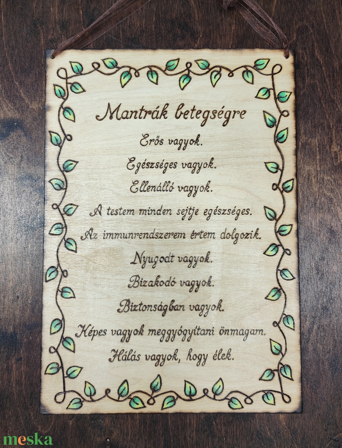 Mantra tábla- Betegségre - otthon & életmód - dekoráció - kép & falikép - fából készült kép - Meska.hu