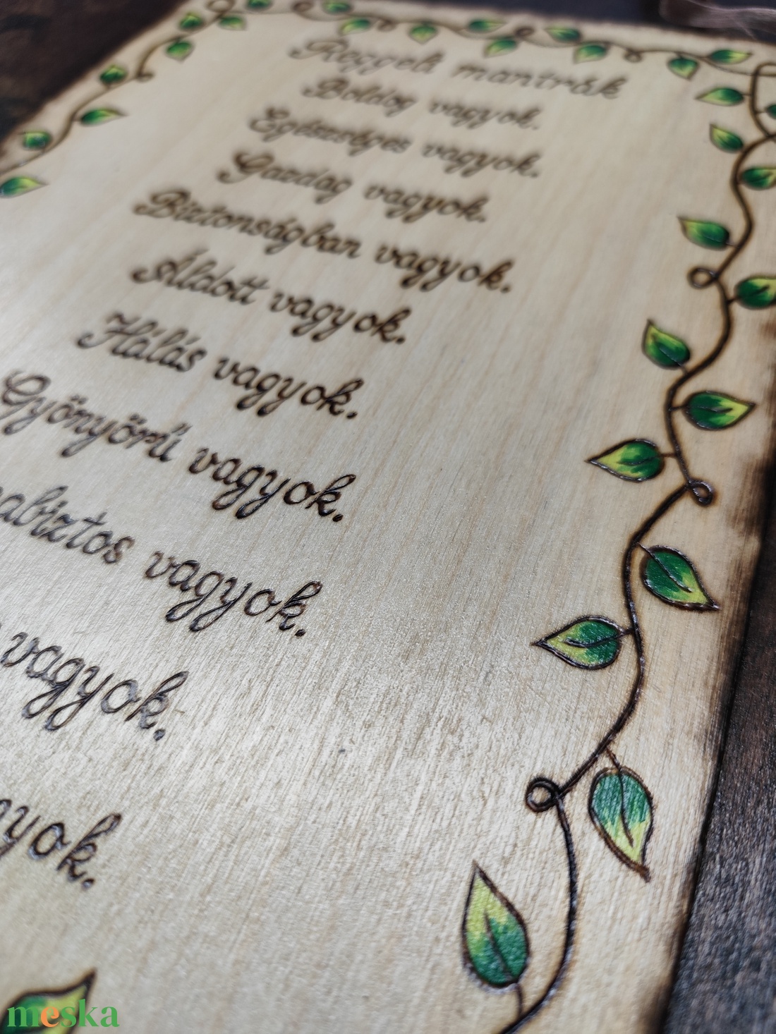 Mantra tábla- Reggeli mantra - otthon & életmód - dekoráció - kép & falikép - fából készült kép - Meska.hu