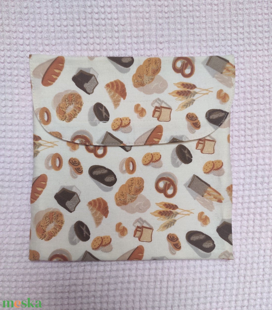 Szendvics tasak - pékáru mintás  - táska & tok - uzsonna- & ebéd tartó - szendvics csomagoló - Meska.hu