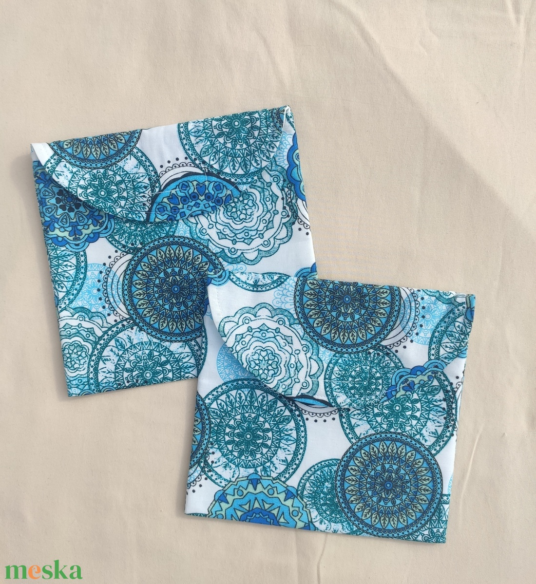 Szendvics / pékáru tasak kék mandalás - táska & tok - uzsonna- & ebéd tartó - szendvics csomagoló - Meska.hu