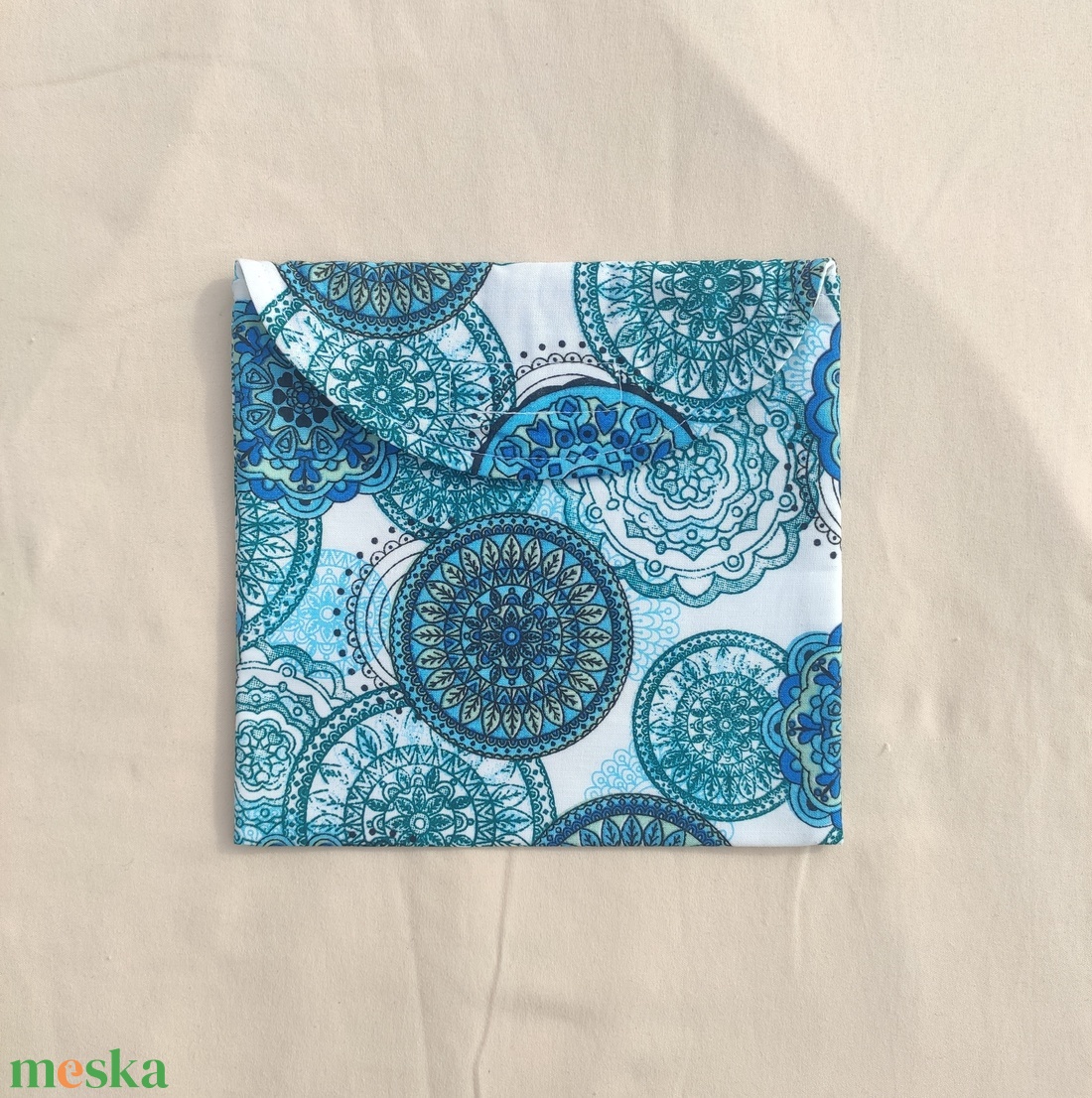 Szendvics / pékáru tasak kék mandalás - táska & tok - uzsonna- & ebéd tartó - szendvics csomagoló - Meska.hu