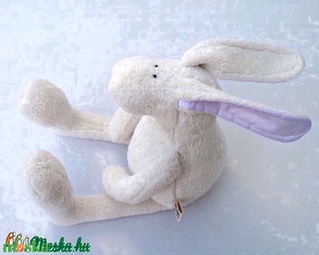 Nyakigláb Fehér Nyuszi színes füllel  - játék & sport - plüssállat & játékfigura - nyuszi - Meska.hu