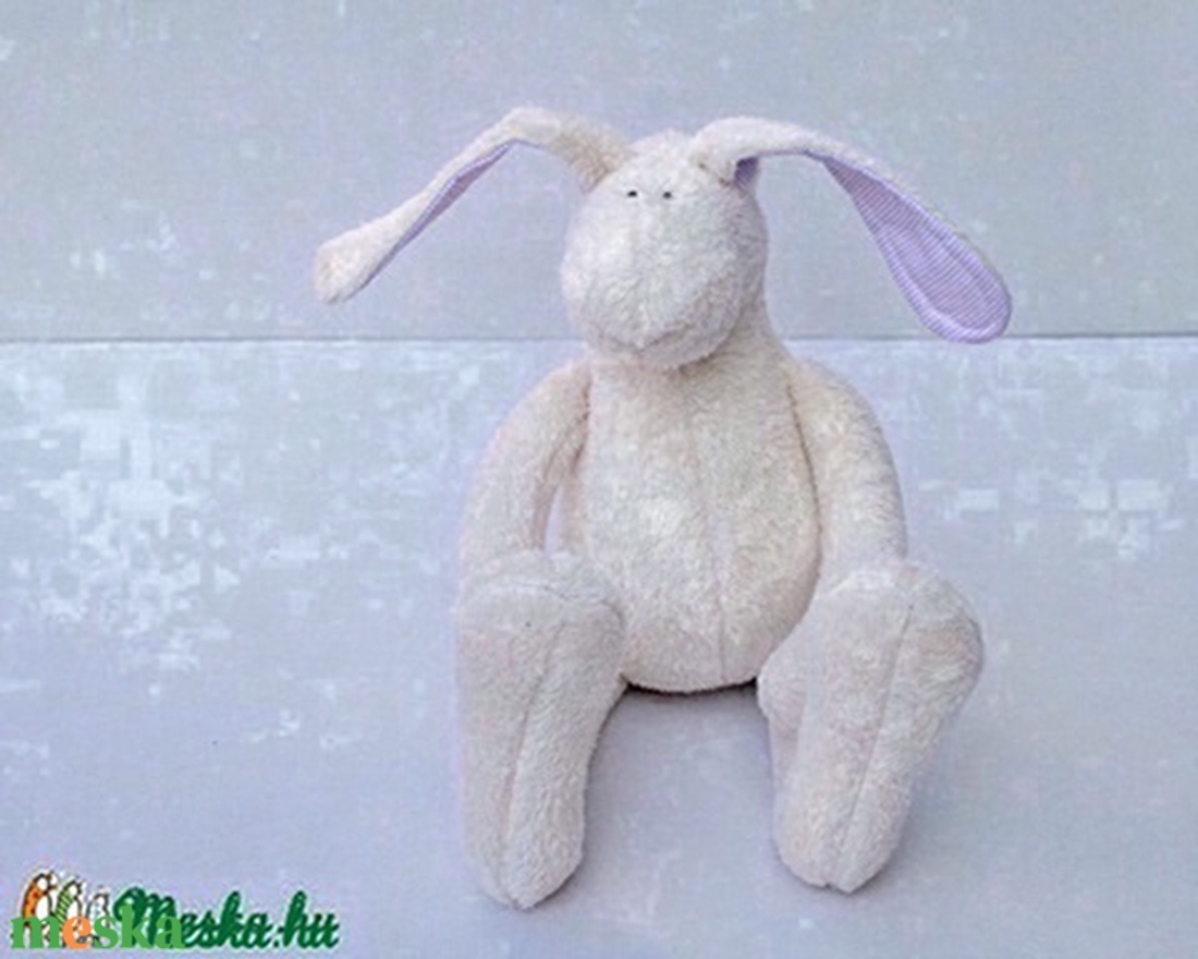 Nyakigláb Fehér Nyuszi színes füllel  - játék & sport - plüssállat & játékfigura - nyuszi - Meska.hu