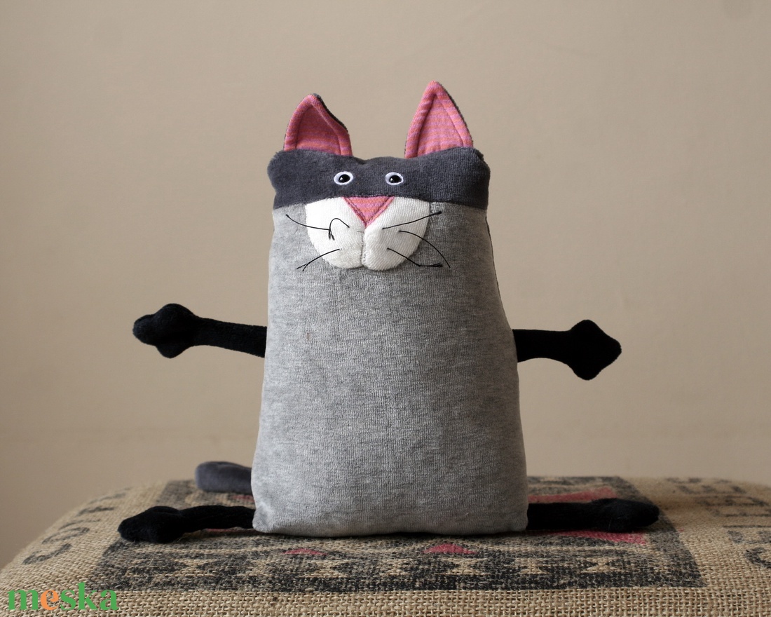 Szürke Muma Cica, Tenyérnyi kölyökmacska - játék & sport - plüssállat & játékfigura - cica - Meska.hu