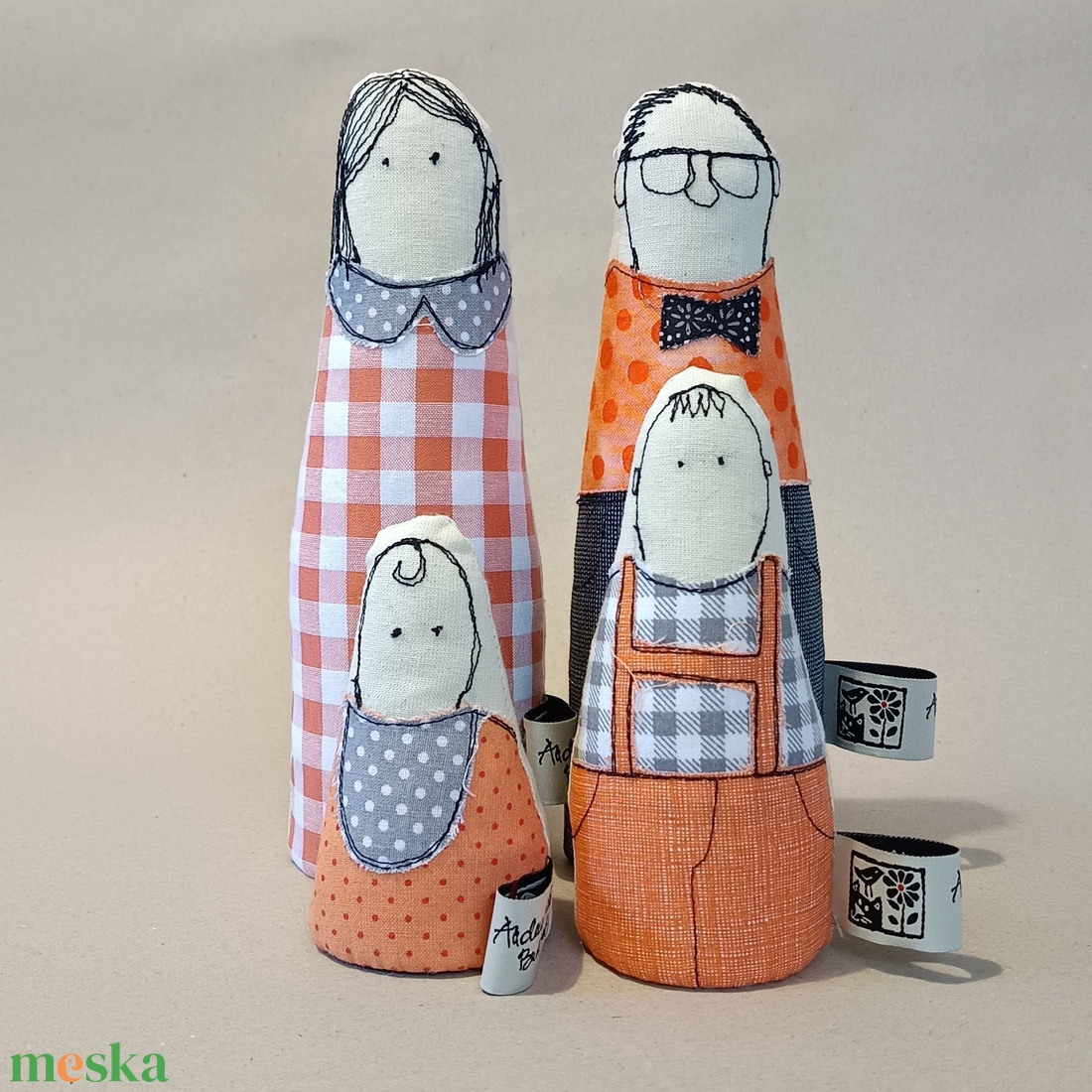 Anyu, Apu, Lacika és Finci - Négy Minimalista Bohém Textilbaba együtt - játék & sport - plüssállat & játékfigura - ember - Meska.hu