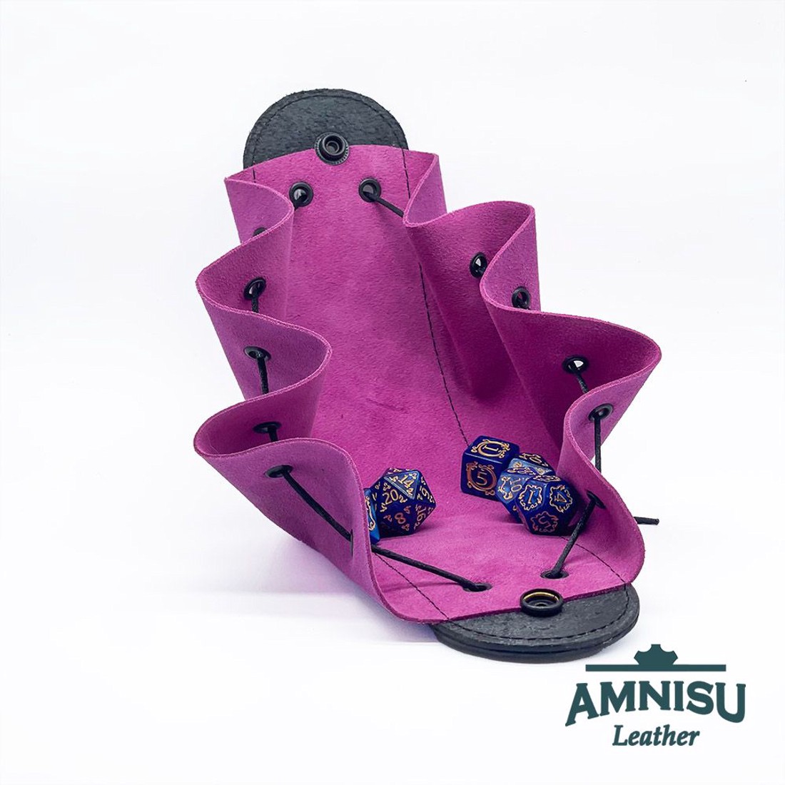 Fekete - pink sárkányszemes bőr 2in1 szütyő és kockatálca - Loren - játék & sport - szerepjáték - Meska.hu